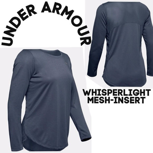 Under Armour Wm's Whisperlight Long Sleeve Active Top w/ Mesh Back Panel Blue Sm - Picture 16 of 16